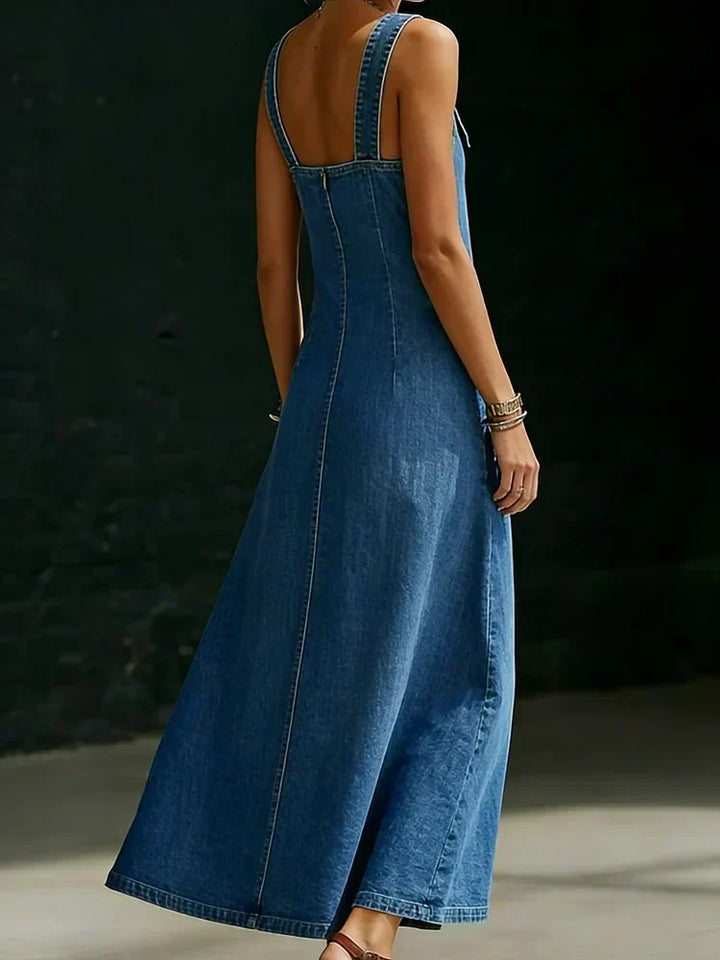 Niamh | Langes Jeanskleid mit Knopfleiste