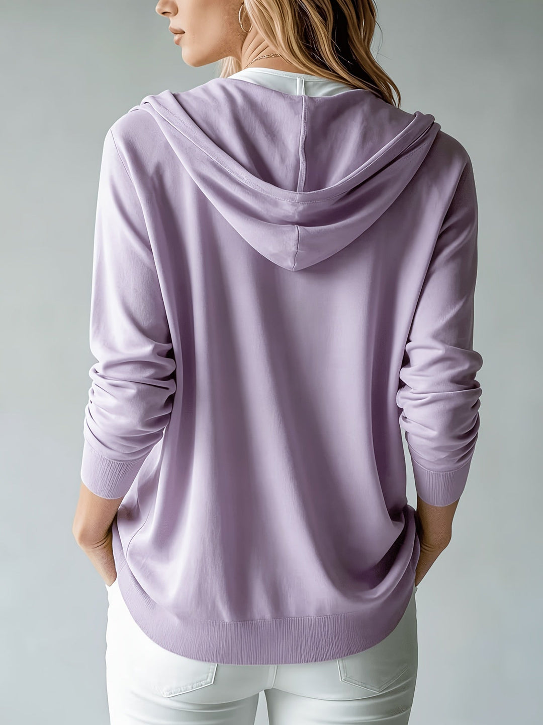 Kapuzen-Strickjacke | Flieder