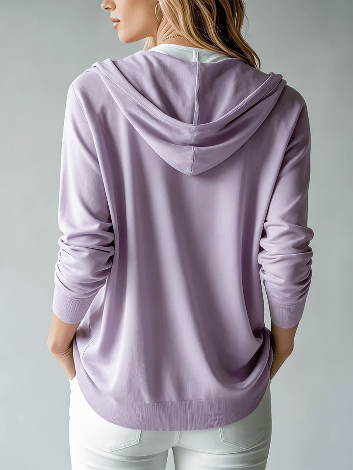 Kapuzen-Strickjacke | Flieder