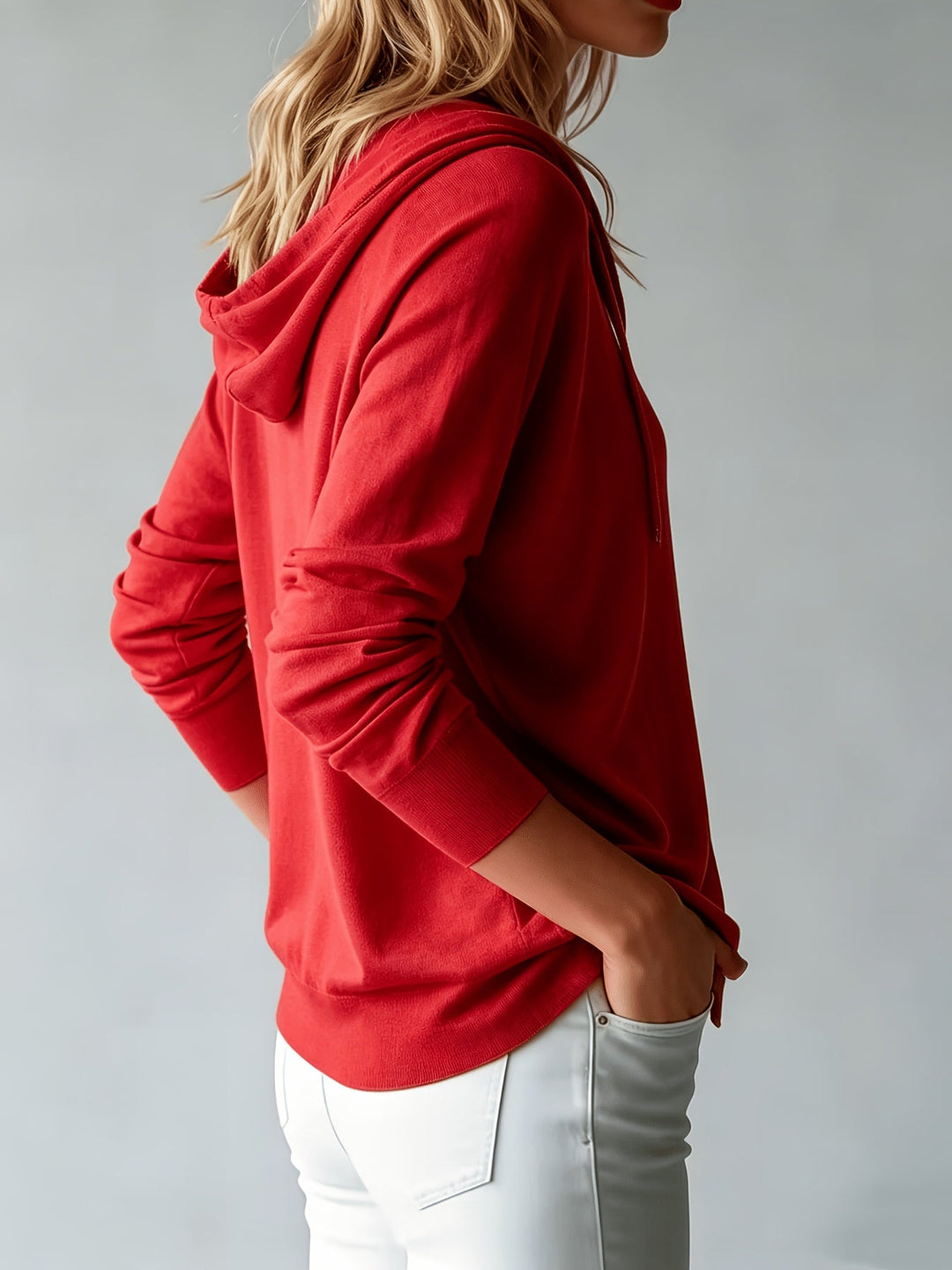 Kapuzen-Strickjacke | Rot
