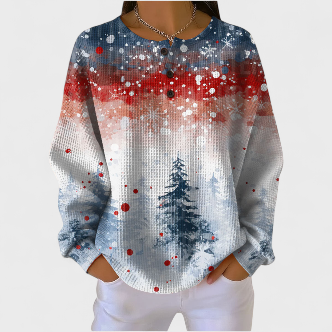 Lina | Weicher Weihnachtspullover mit Tannenmuster