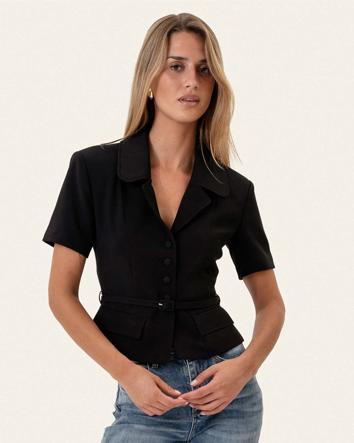 Annie | Kurzarm-Blazer mit Gürtel