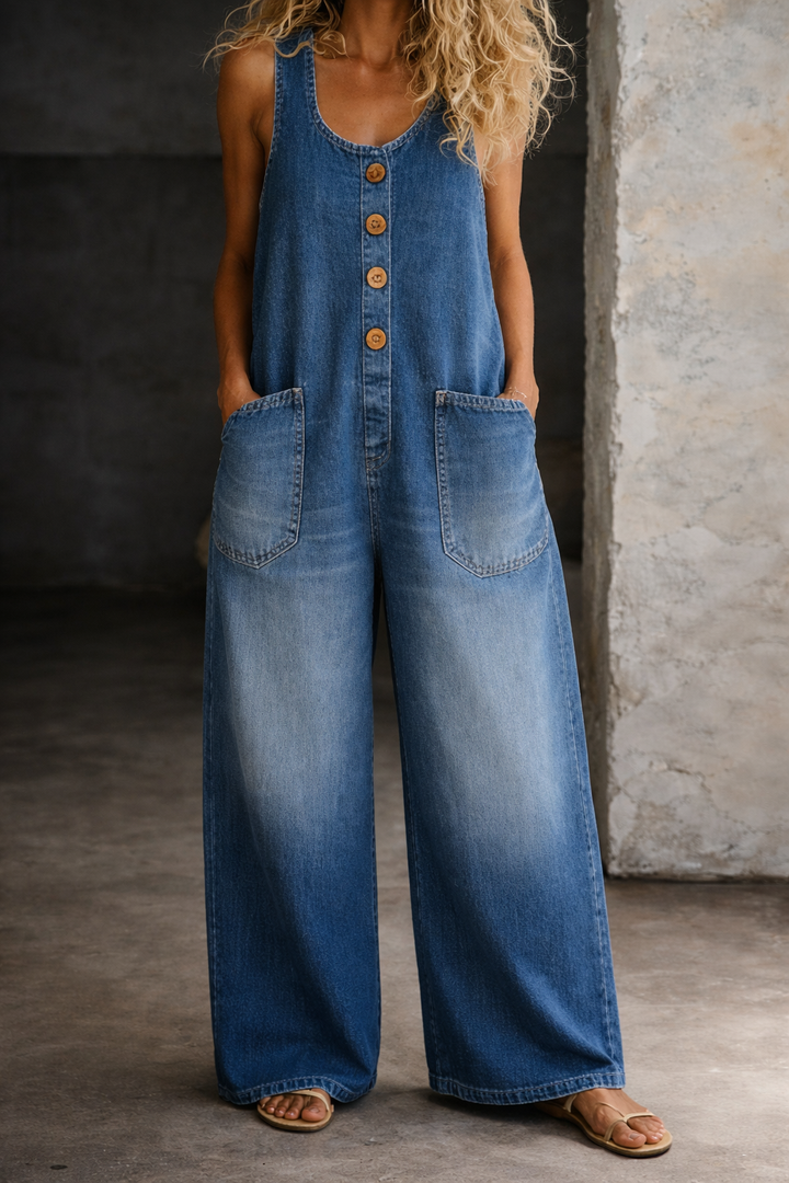 Amelia | Baumwoll-Latzhose im Vintage-Look