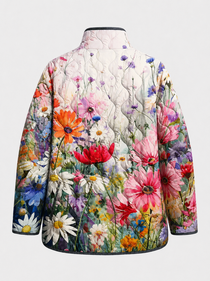 Kaia | Elegante Steppjacke mit Retro-Blumenmuster