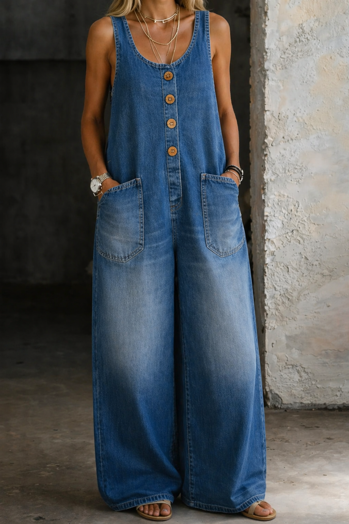 Amelia | Baumwoll-Latzhose im Vintage-Look