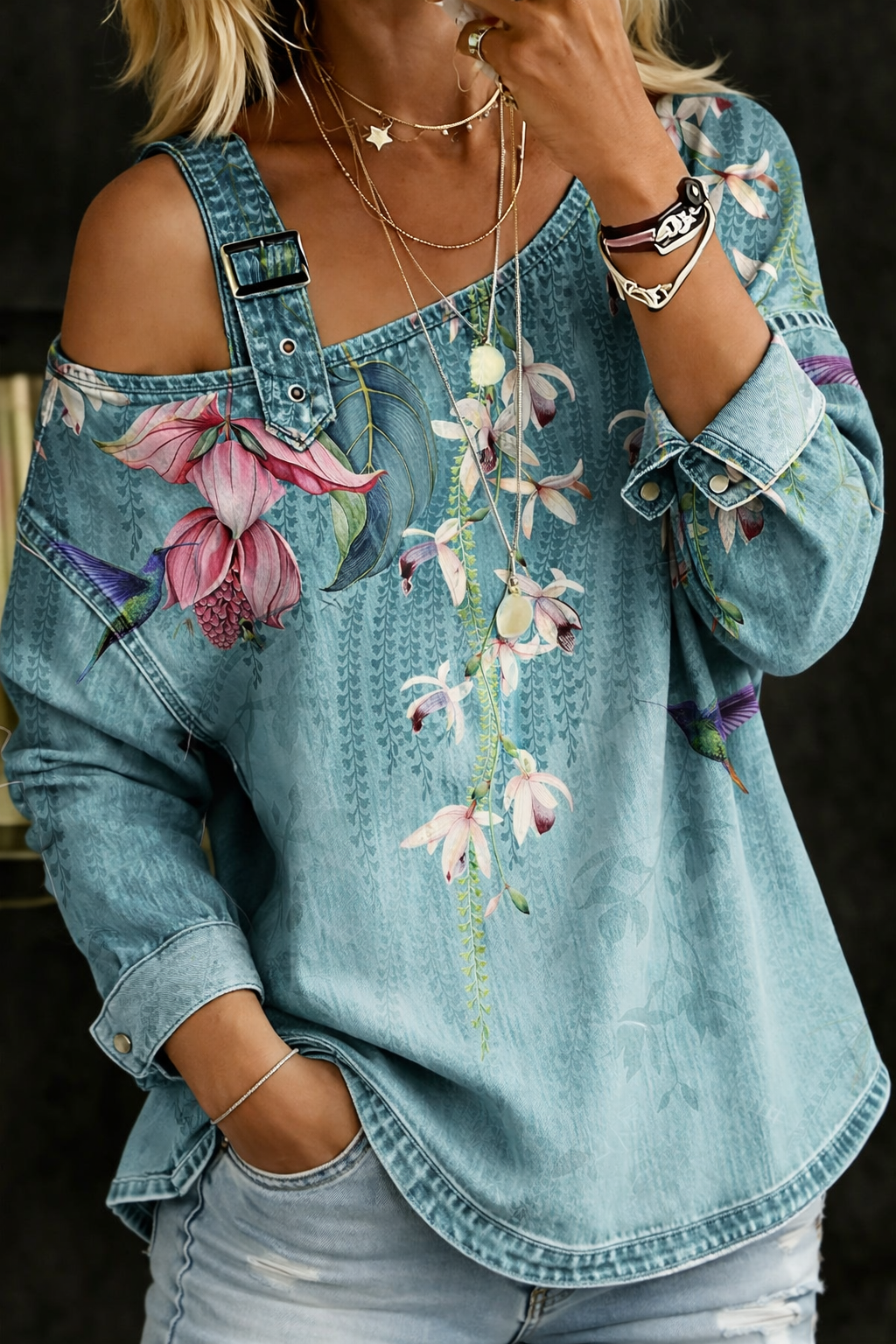 Mia | Schulterfreies Jeanstop