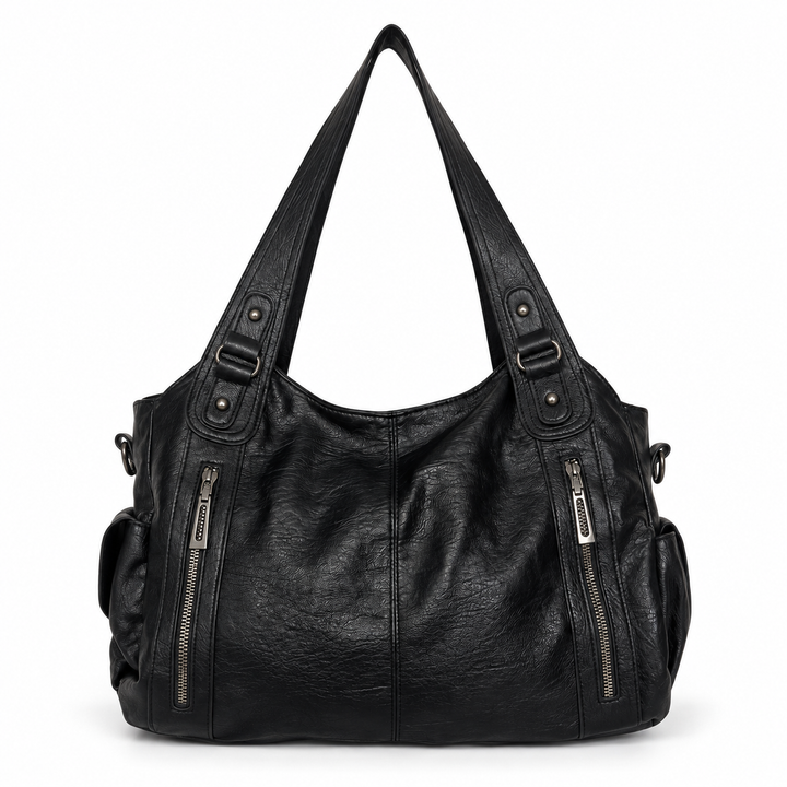 Damen weiche Schultertasche mit zwei Fronttaschen