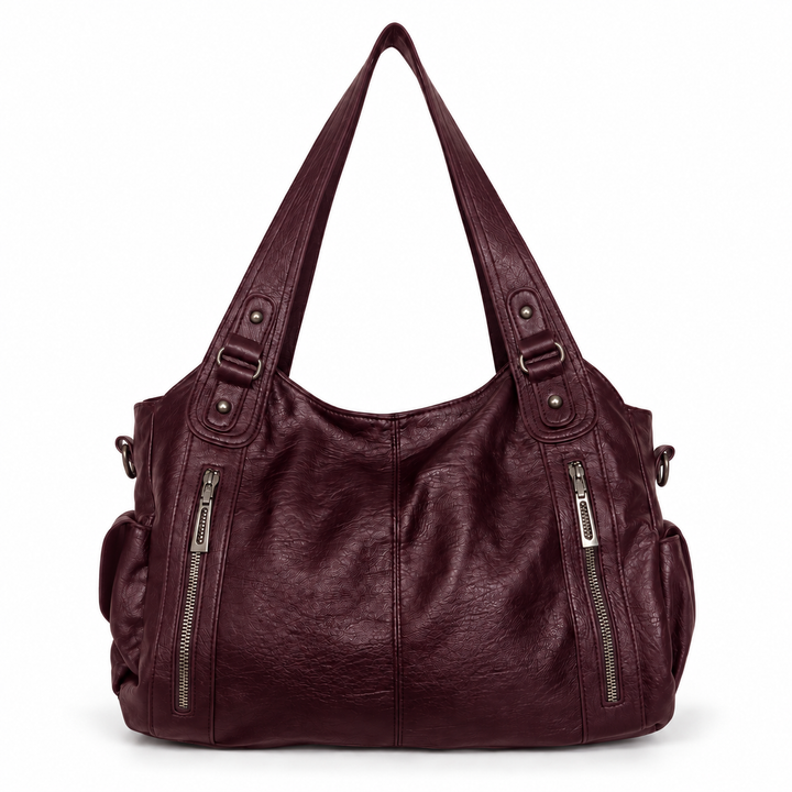 Damen weiche Schultertasche mit zwei Fronttaschen