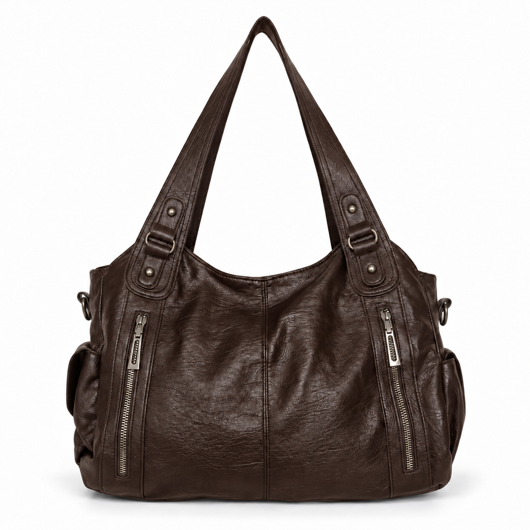 Damen weiche Schultertasche mit zwei Fronttaschen