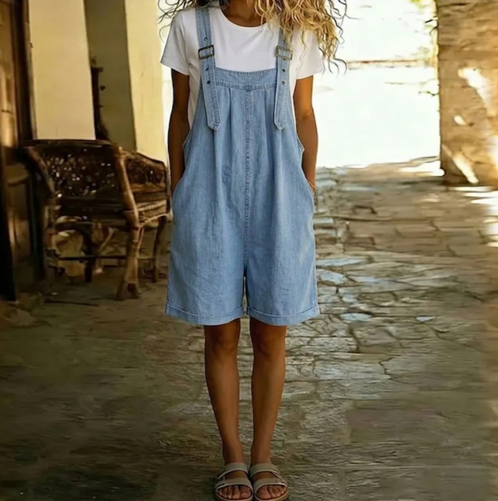 Charlotte | Kurzer Jeans-Jumpsuit aus weicher Baumwolle