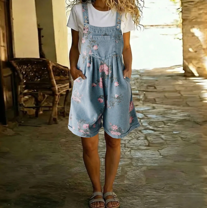 Lucy | Jeans-Jumpsuit mit Blumenmuster