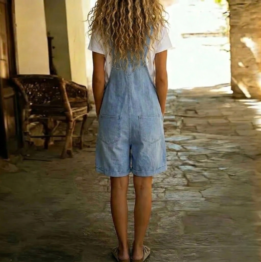 Charlotte | Kurzer Jeans-Jumpsuit aus weicher Baumwolle