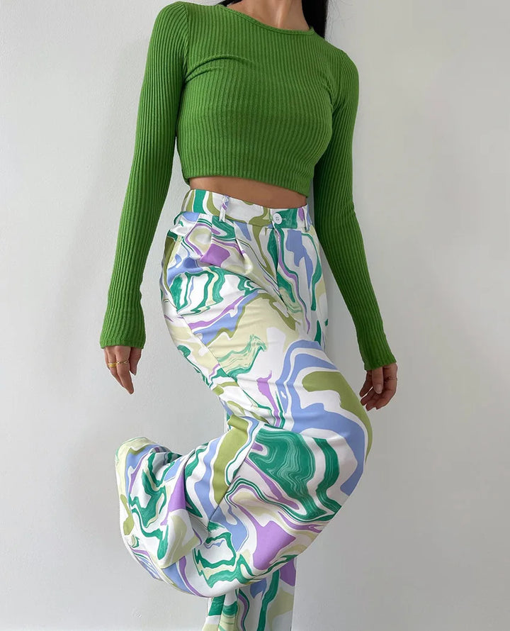 Zyra - Ensemble mit kühnem Wirbel-Print