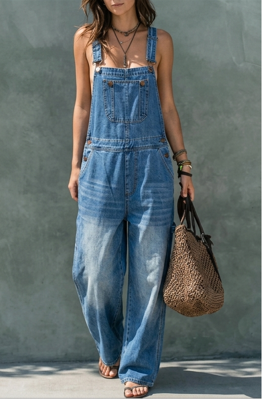 Phoebe | Jeans-Latzhose mit Gummizug