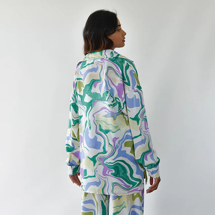 Zyra - Ensemble mit kühnem Wirbel-Print