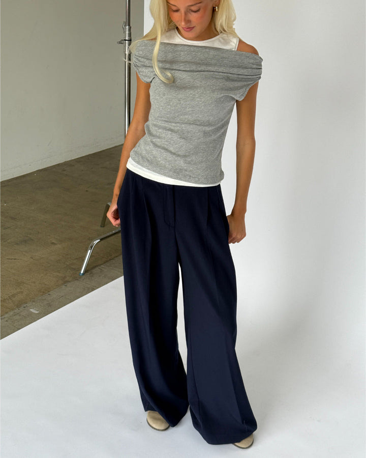 Kate | Weite Bundfaltenhose, Navy