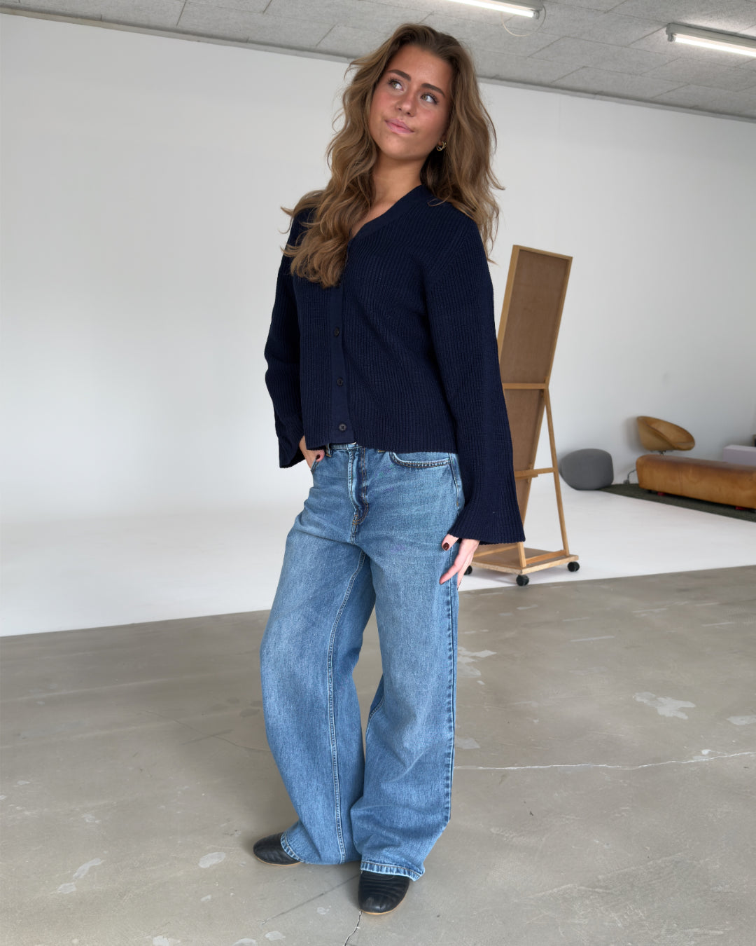 Lucy | Rippstrick-Cardigan mit V-Ausschnitt, Navy