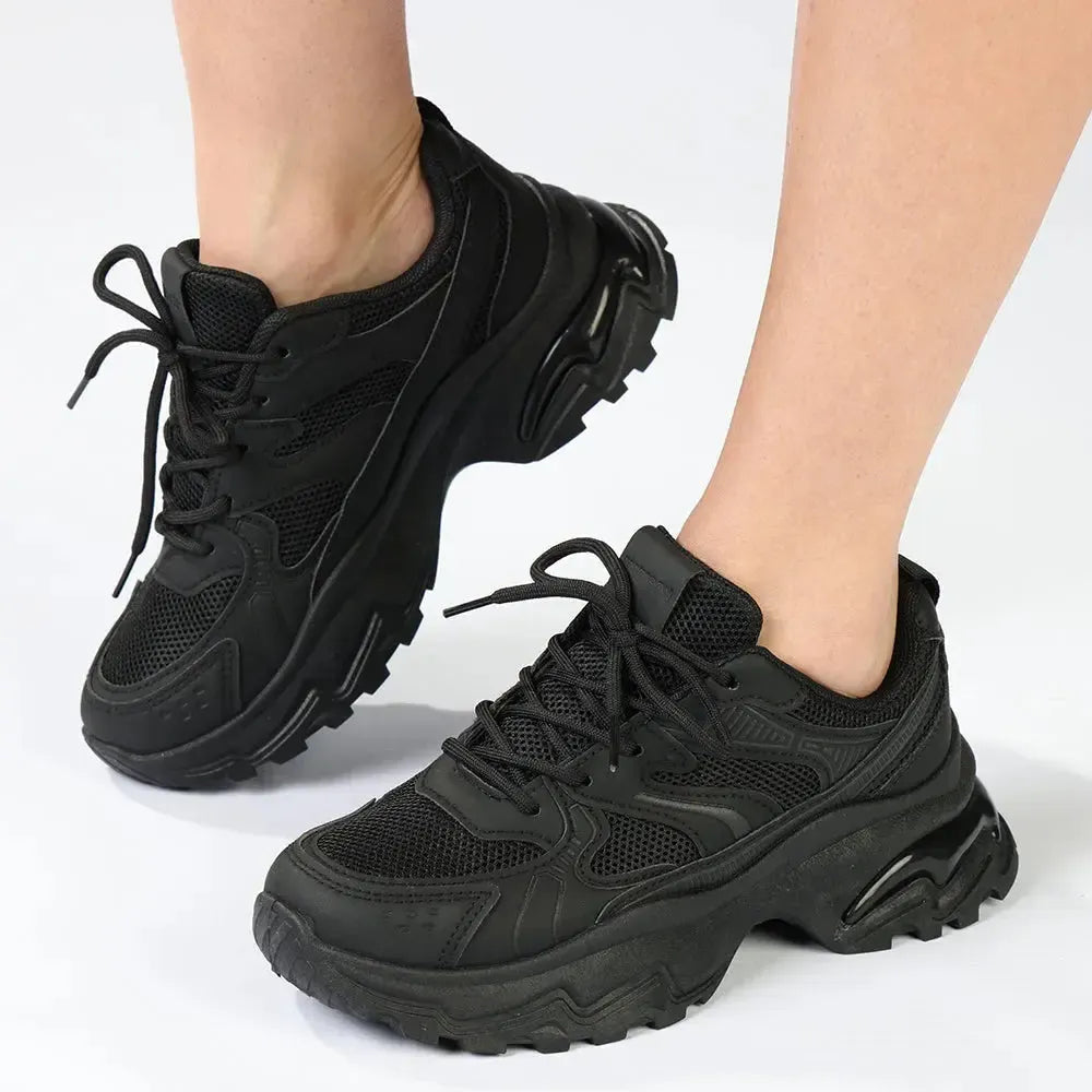 Damen Sneaker mit Plateausohle und gepolstertem Fußbett