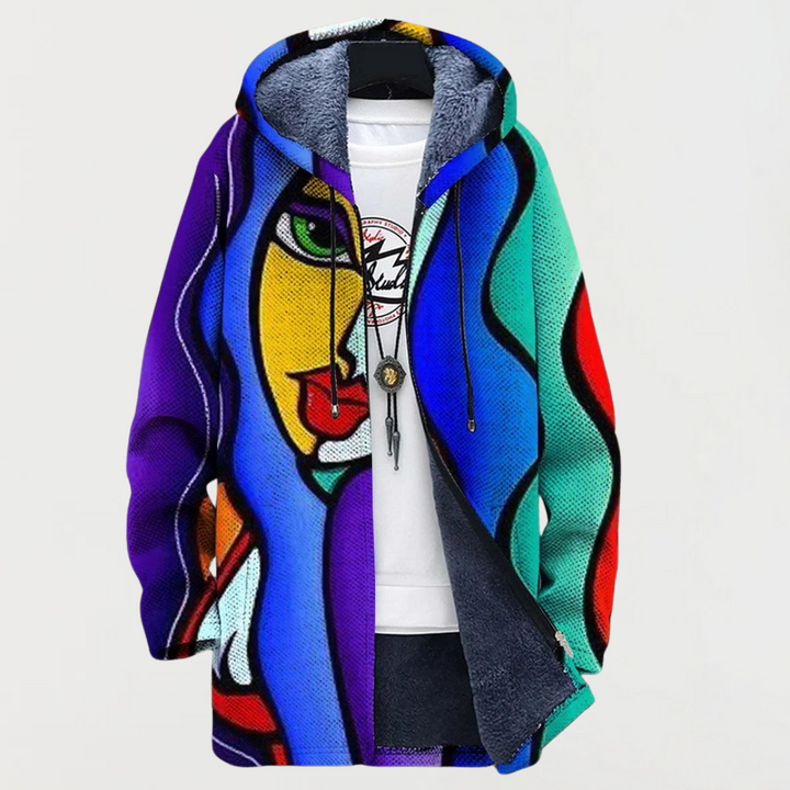 Riley | Mantel mit buntem Kunstdruck