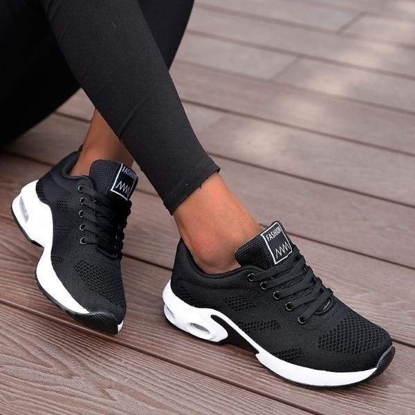 Damen Turnschuhe mit Dämpfung und dicker Sohle