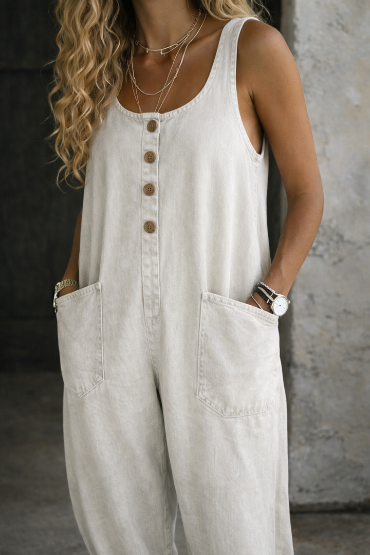 Amelia | Baumwoll-Latzhose im Vintage-Look