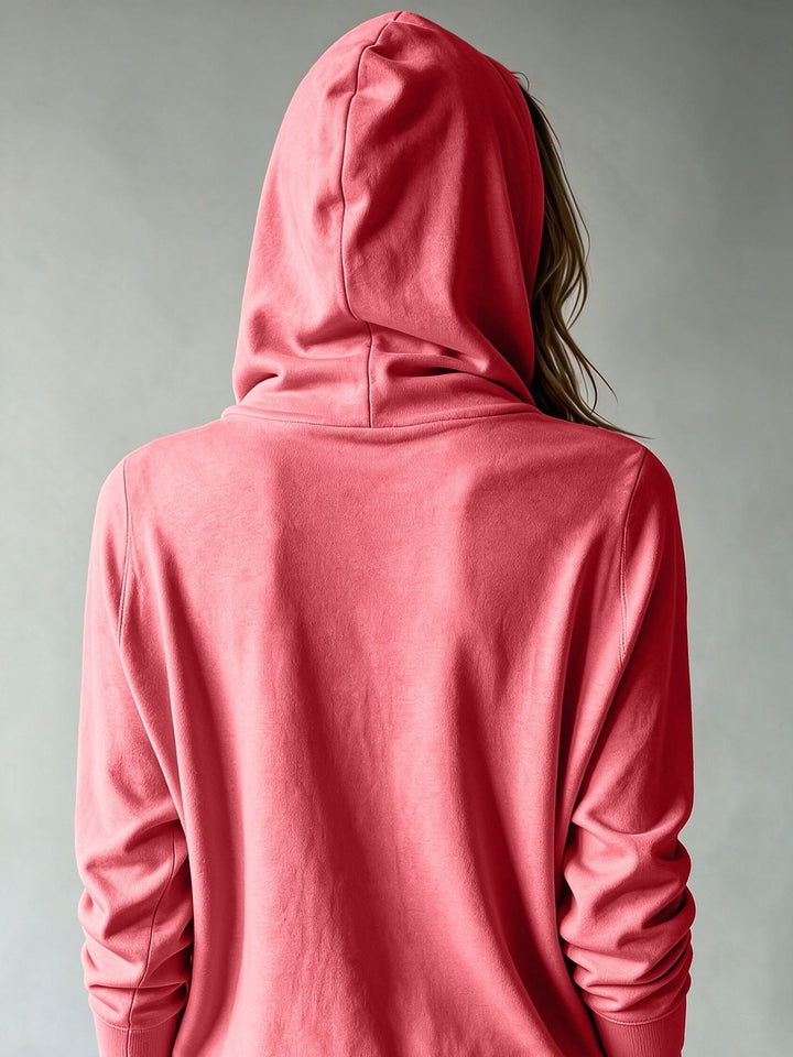 Kapuzen-Strickjacke | Koralle