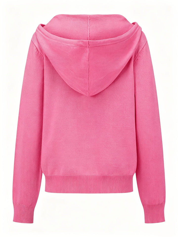 Kapuzen-Strickjacke | Pink