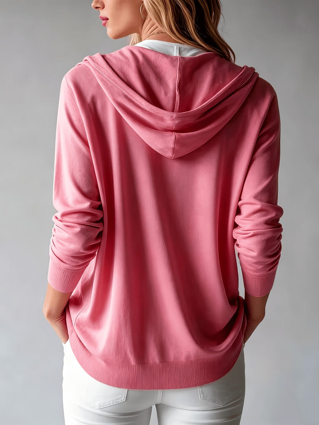 Kapuzen-Strickjacke | Pink