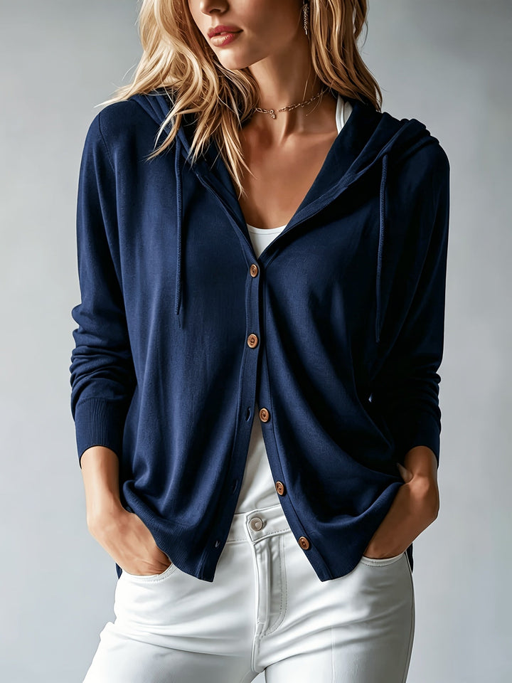 Kapuzen-Strickjacke | Marineblau