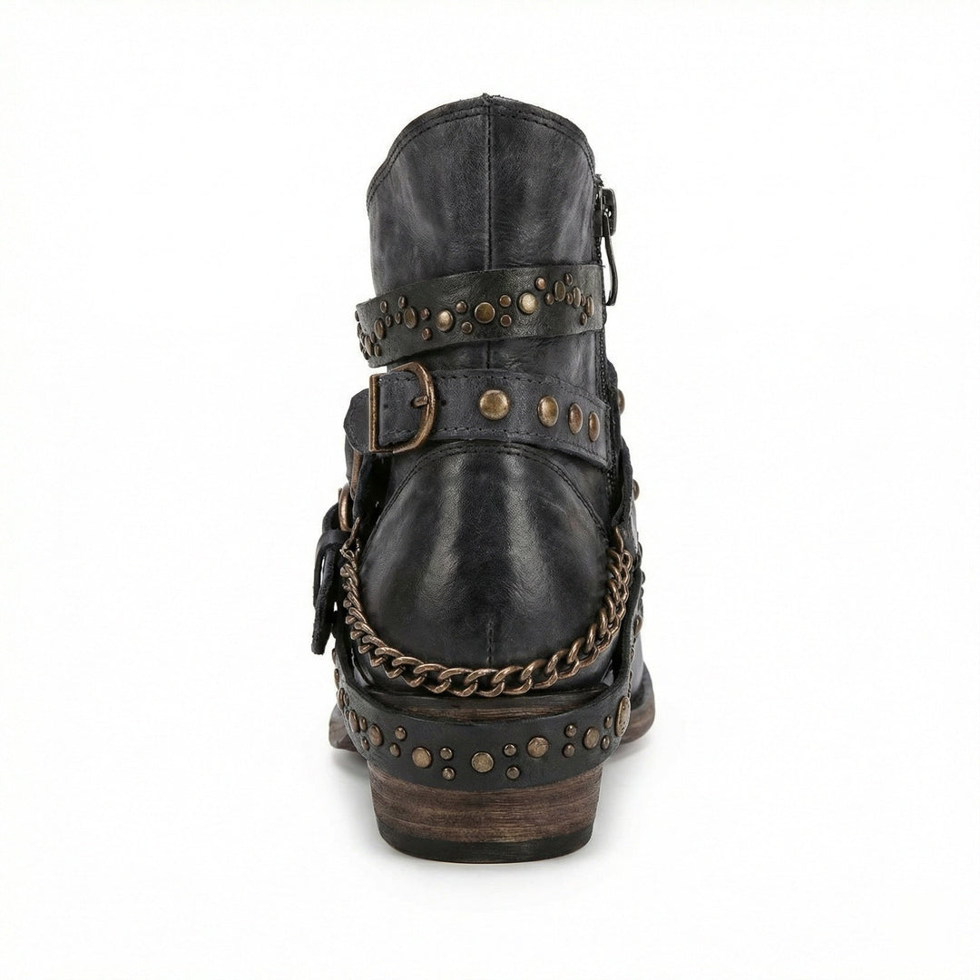 Damen Stiefeletten mit Kettendetail und Nieten