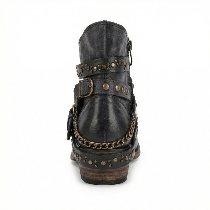 Damen Stiefeletten mit Kettendetail und Nieten
