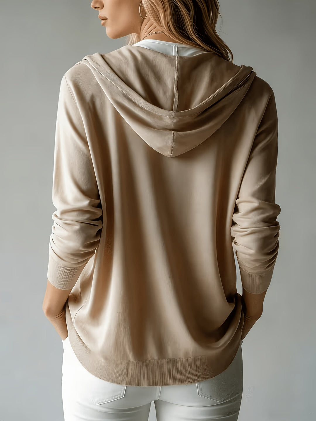 Kapuzen-Strickjacke | Khaki