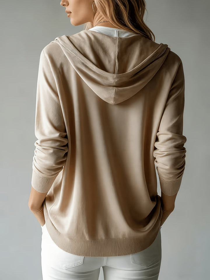 Kapuzen-Strickjacke | Khaki