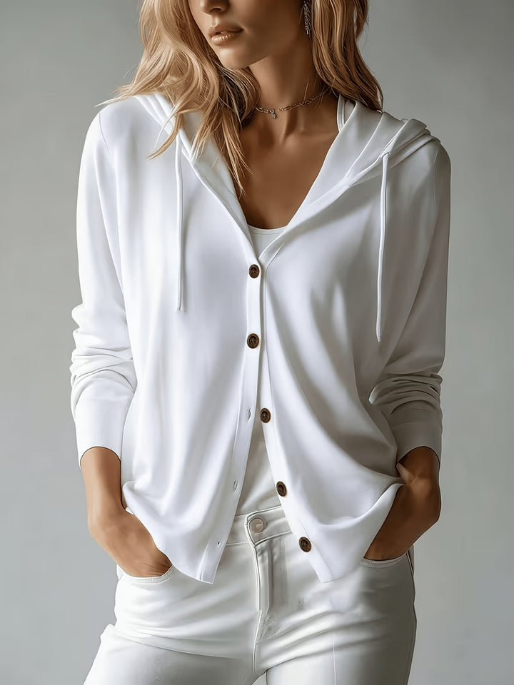 Kapuzen-Strickjacke | Weiß
