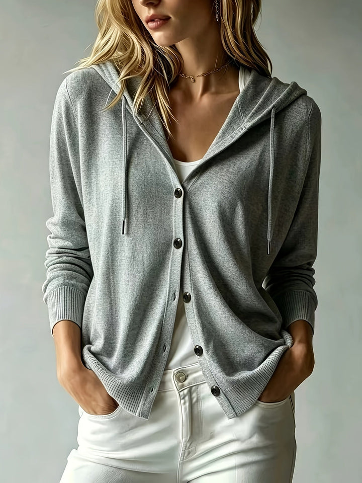 Kapuzen-Strickjacke | Grau