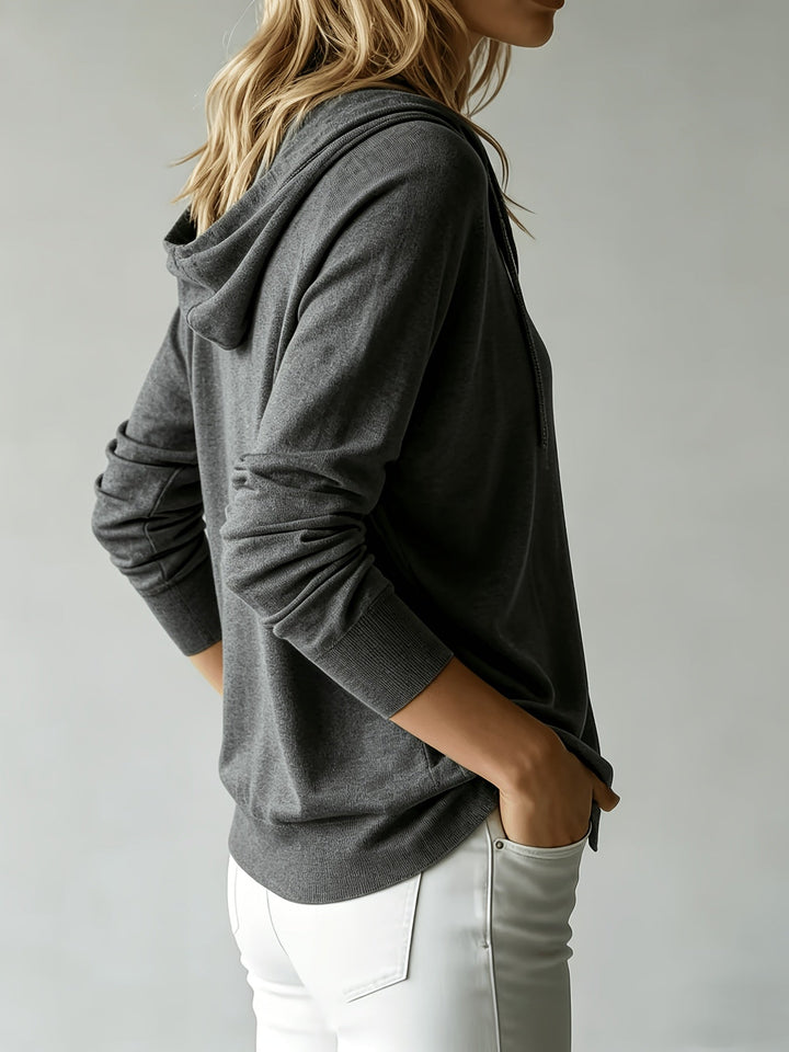 Kapuzen-Strickjacke | Dunkelgrau