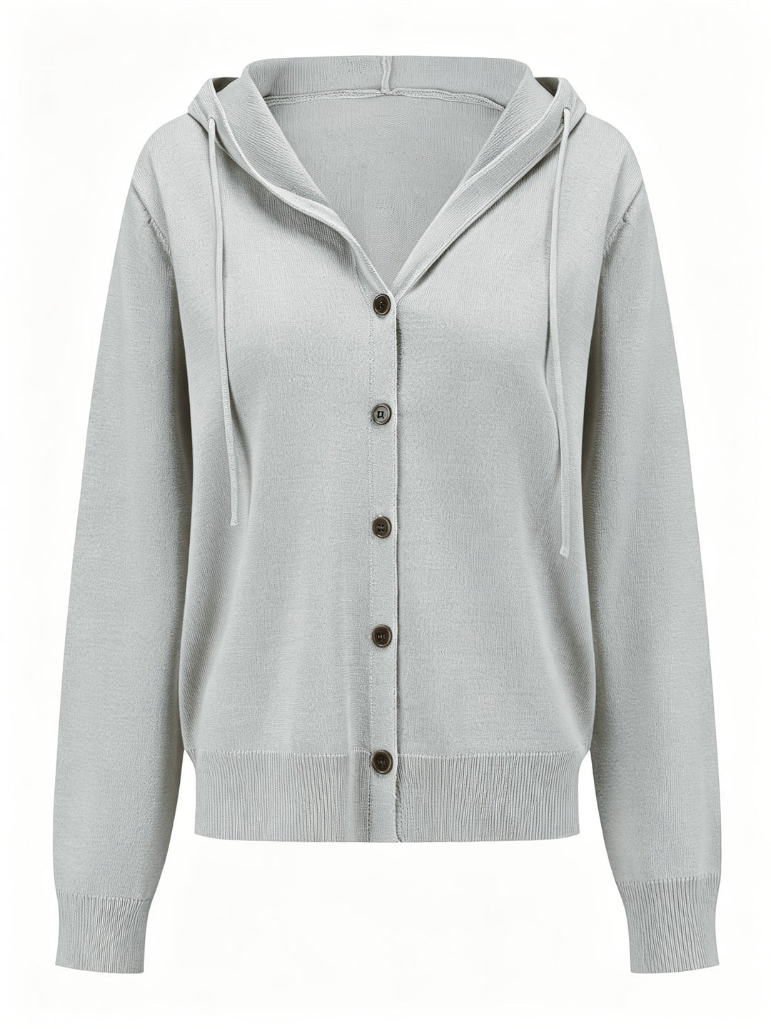 Kapuzen-Strickjacke | Hellgrau