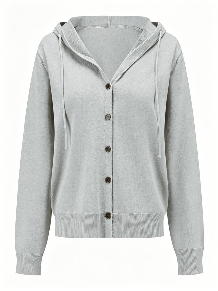 Kapuzen-Strickjacke | Hellgrau