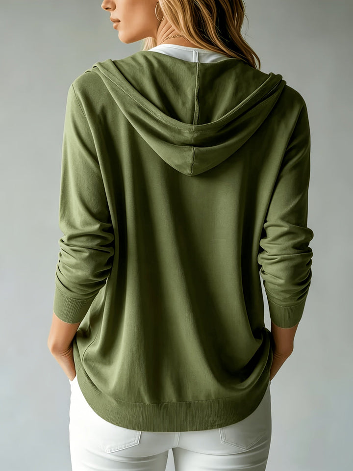 Kapuzen-Strickjacke | Militärgrün
