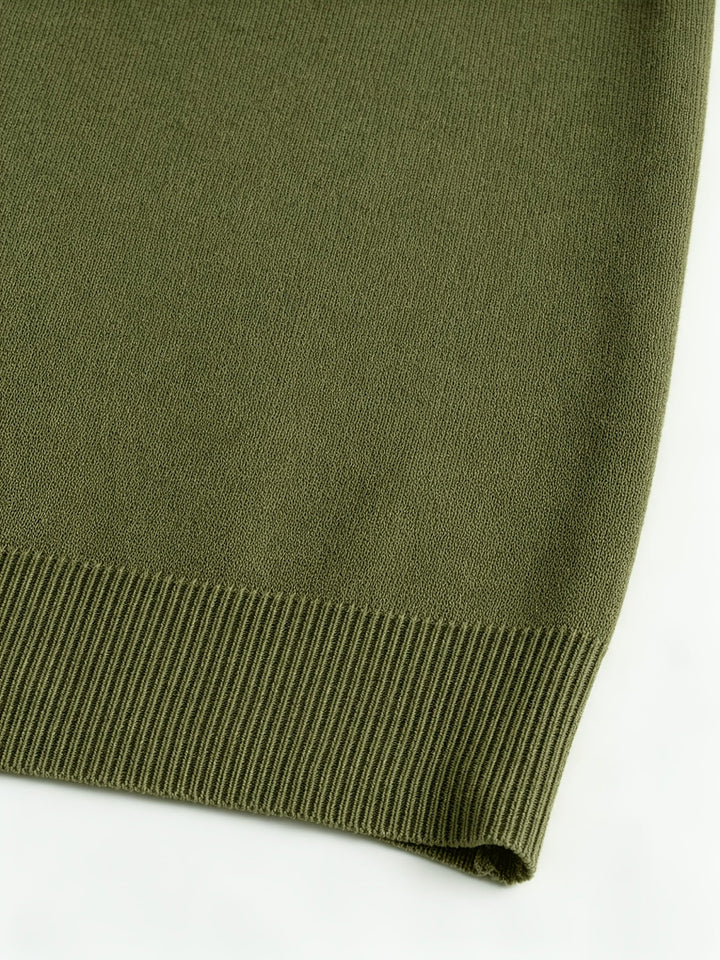 Kapuzen-Strickjacke | Militärgrün