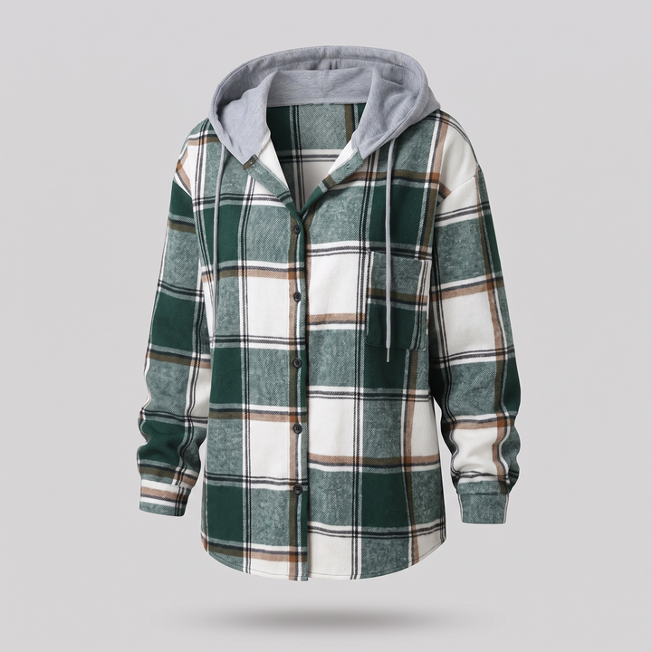 Nora | Moderner Damen Karomuster Kapuzenpullover für den Herbst