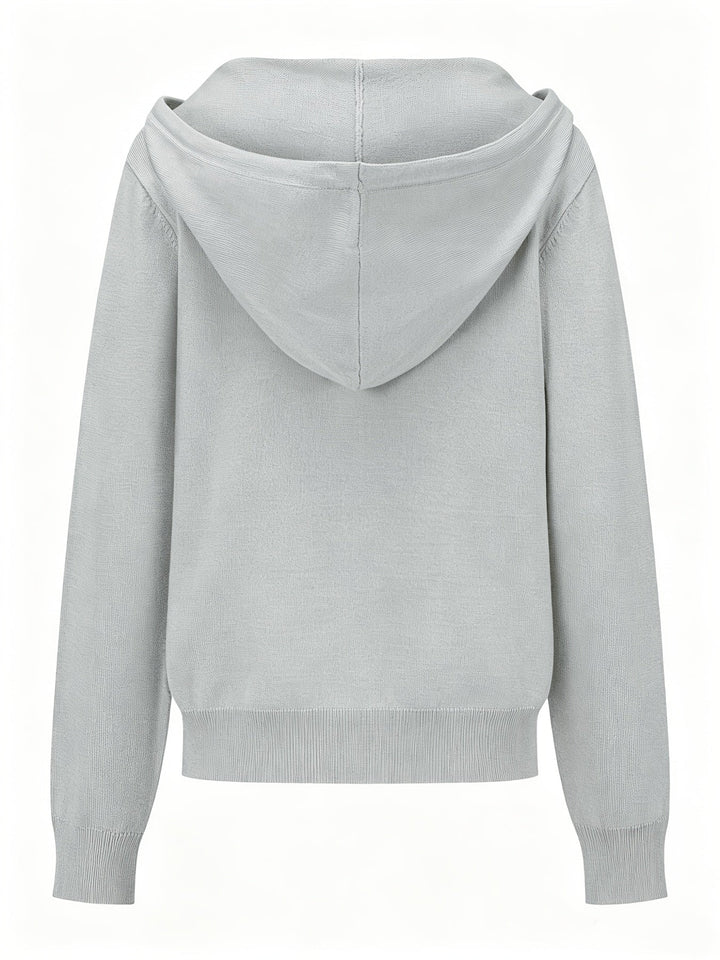 Kapuzen-Strickjacke | Hellgrau