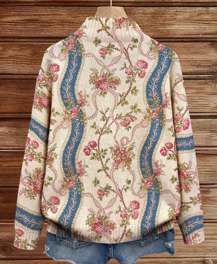 Camila | Strickjacke mit Kletterblumen-Print