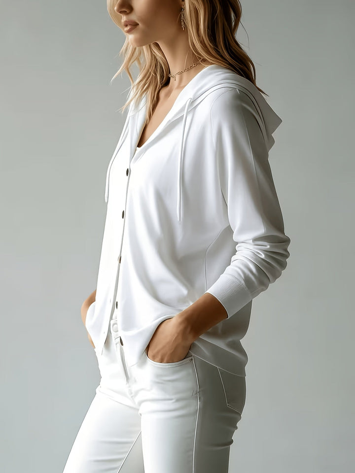 Kapuzen-Strickjacke | Weiß
