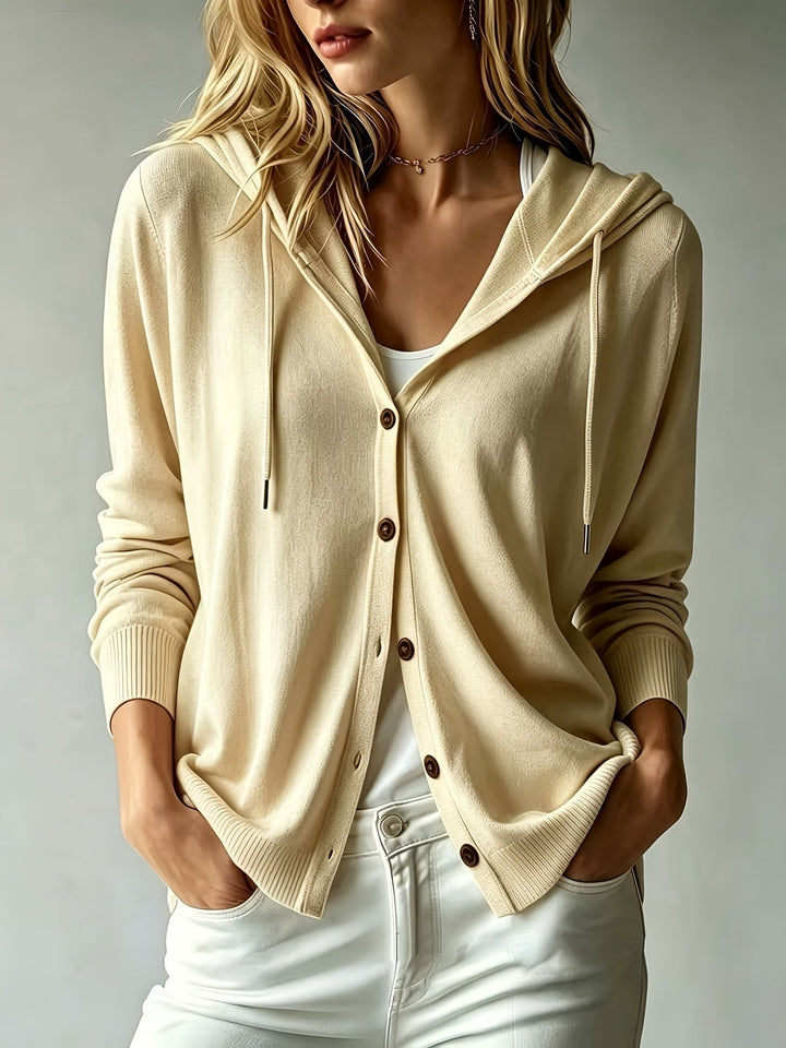 Kapuzen-Strickjacke | Apricot
