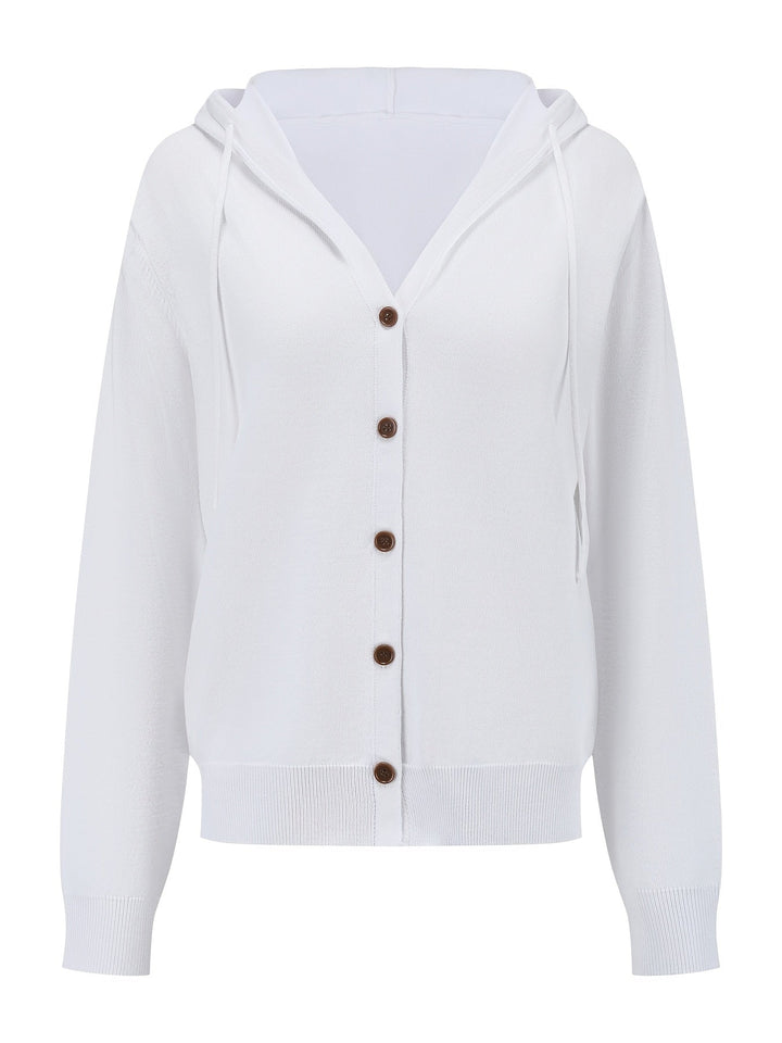 Kapuzen-Strickjacke | Weiß