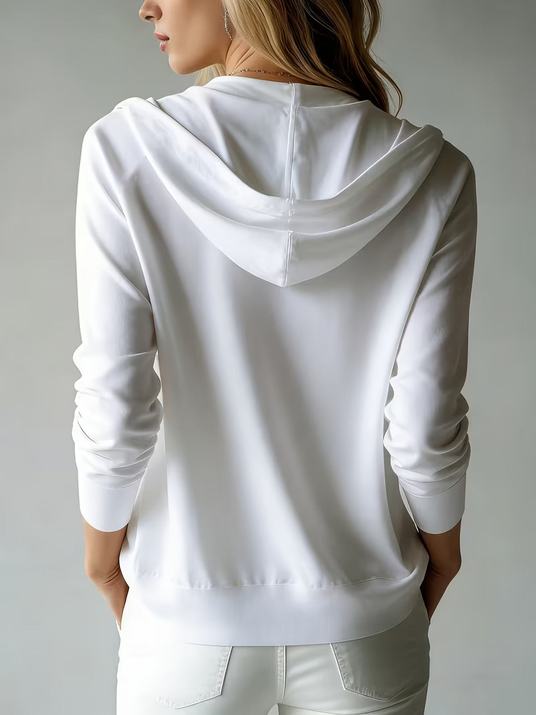 Kapuzen-Strickjacke | Weiß