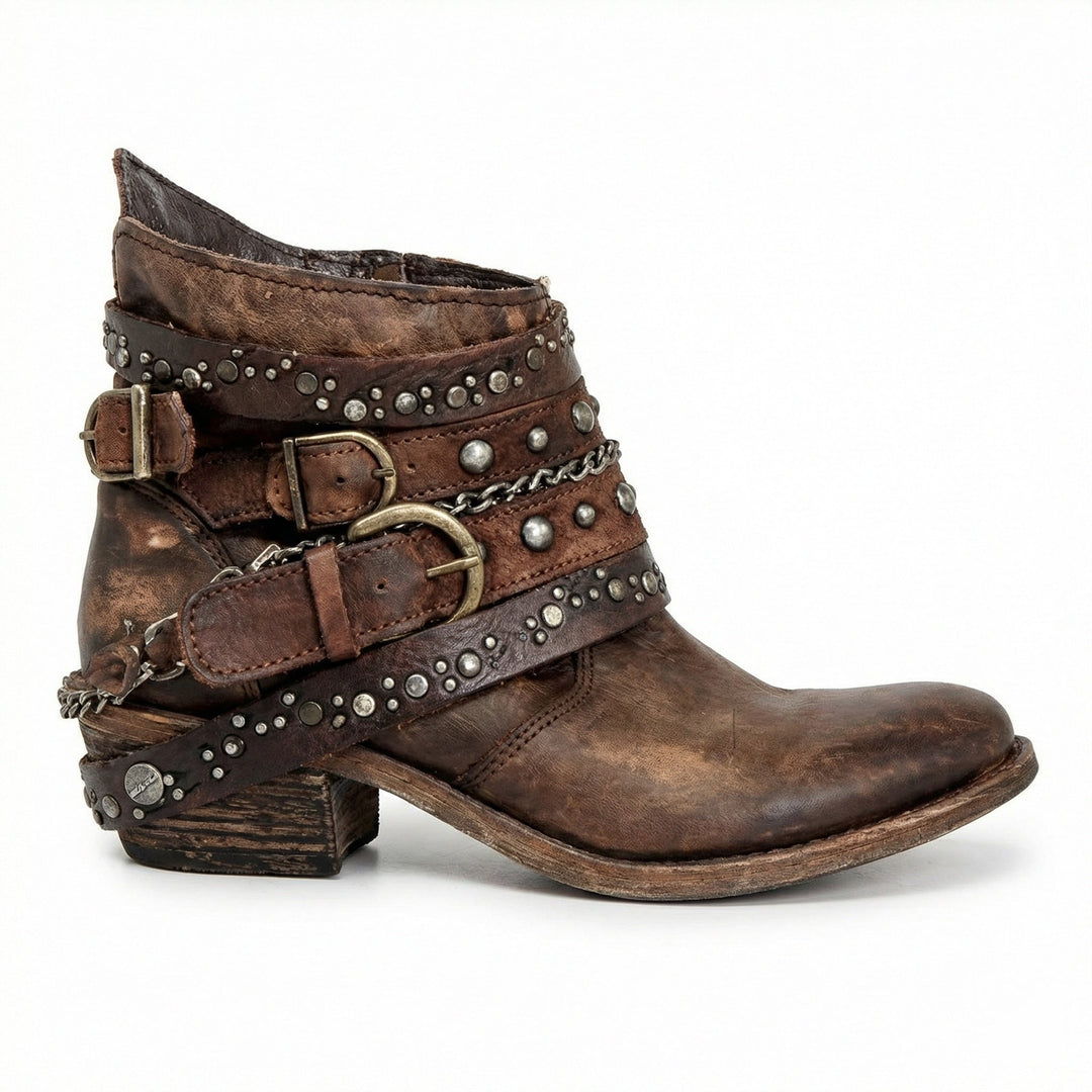 Damen Stiefeletten mit Kettendetail und Nieten