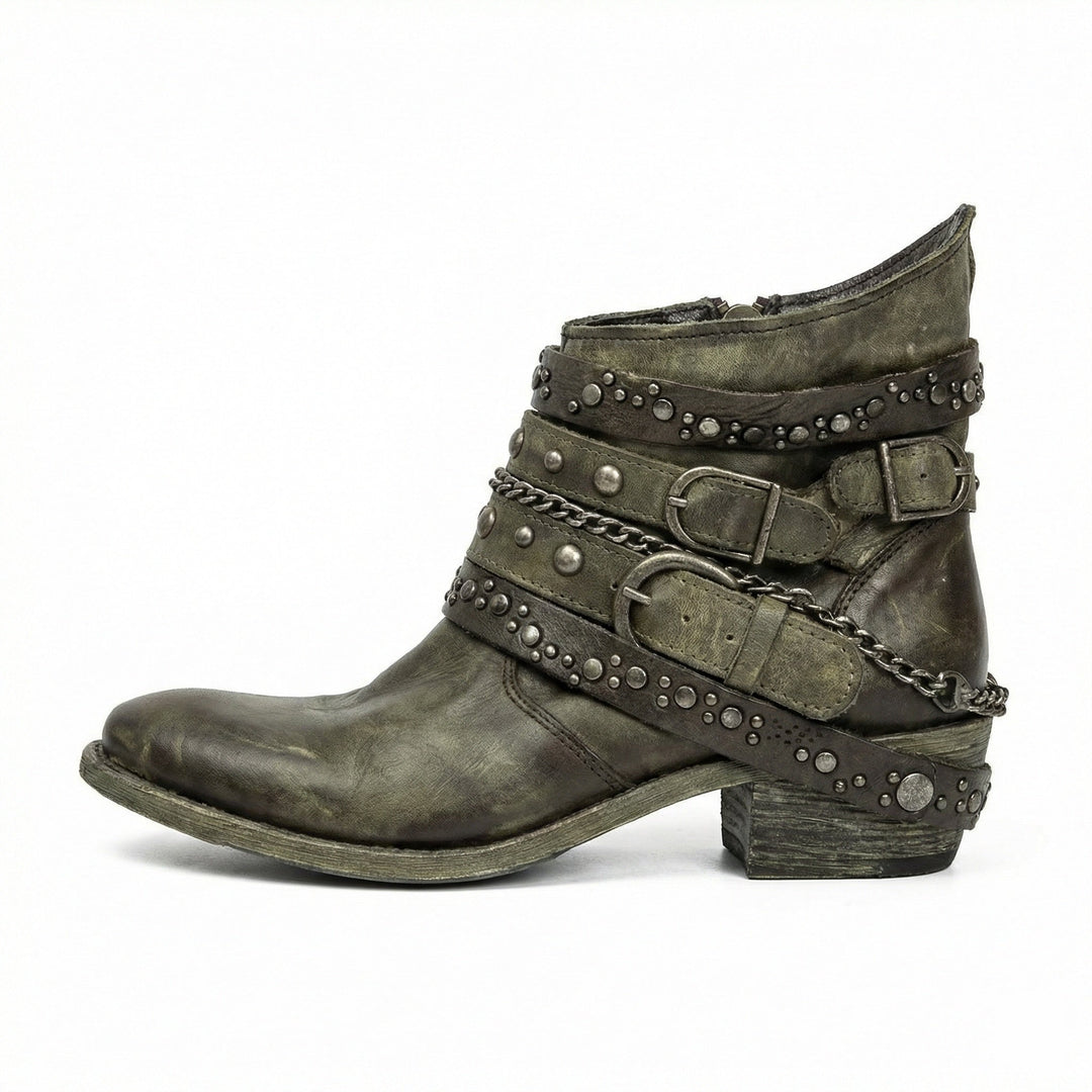 Damen Stiefeletten mit Kettendetail und Nieten