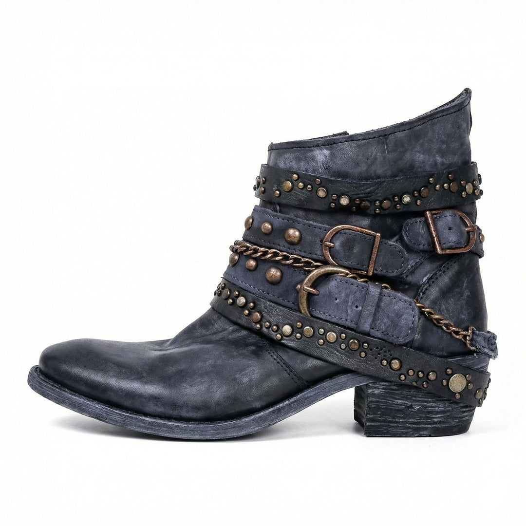 Damen Stiefeletten mit Kettendetail und Nieten